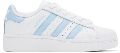 Shop Adidas Originals White & Blue Superstar Xlg Sneakers In Ftwr White/clear Sky