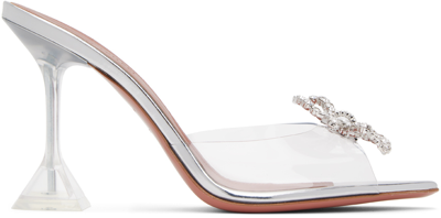 Shop Amina Muaddi Transparent Rosie Glass Sling Heeled Sandals