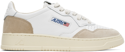 Shop Autry White Medalist Low Sneakers In Leat/suede White