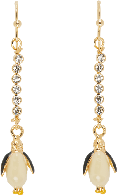Shop Marni Gold Penguin Earrings In 00y01 Light Yellow