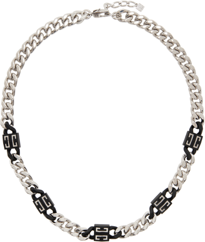 Shop Givenchy Silver & Black 4g Necklace In 008-black/silvery