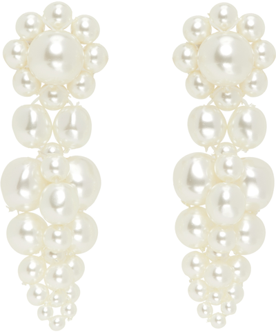 Shop Simone Rocha White Beaded Earrings In Pearl