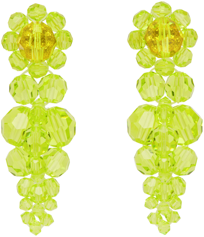 Shop Simone Rocha Green Small Cluster Drip Earrings In Acid Green