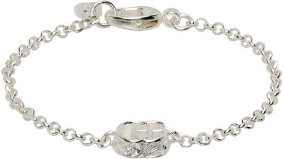 Shop Gucci Silver 'gg' Marmont Bracelet In 8106 Argento