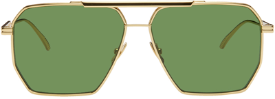 Shop Bottega Veneta Gold Aviator Sunglasses In 004 Gold