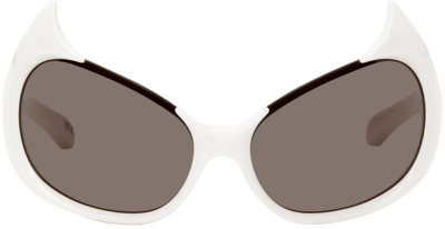 Shop Balenciaga White Gotham Sunglasses In 003 White/white/grey