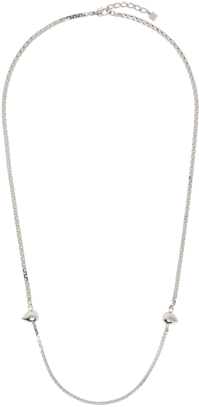 Shop Givenchy Silver G Stud Chain Necklace In 040-silvery