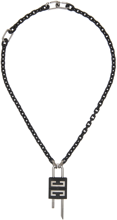 Shop Givenchy Black Small Lock Necklace In 001-black