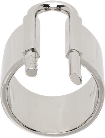 Shop Givenchy Silver U Lock Ring In 040-silvery