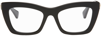 Shop Bottega Veneta Black Cat-eye Glasses In 001 Black/black/tran