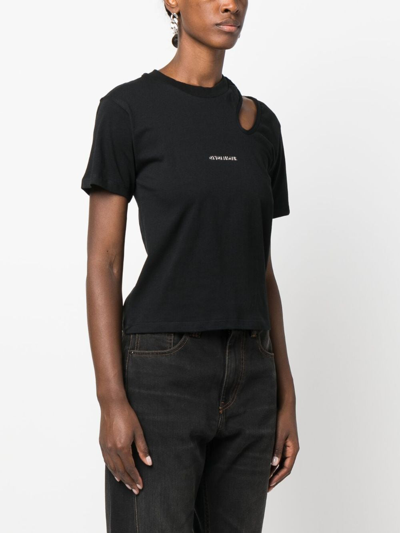 Shop Ottolinger Cut-out Detail Organic Cotton T-shirt In Black