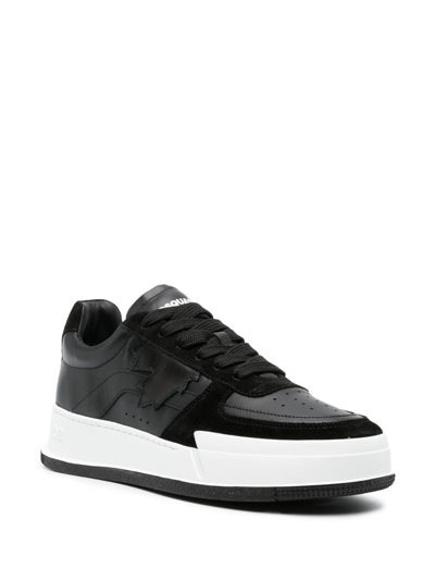 Shop Dsquared2 Two-tone Lace-up Leather Sneakers In Schwarz