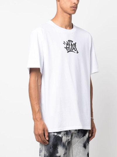 Shop Gcds Graffiti-print Cotton T-shirt In Weiss