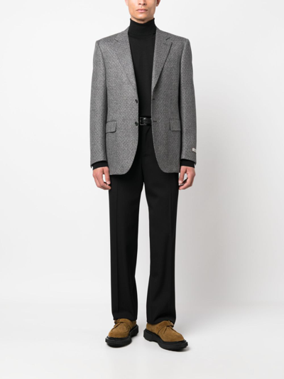 Canali Single-breasted Herringbone-pattern Blazer In Grau