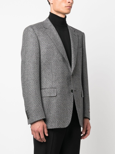 Canali Single-breasted Herringbone-pattern Blazer In Grau