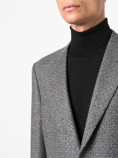 Canali Single-breasted Herringbone-pattern Blazer In Grau