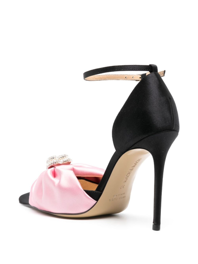 Shop Mach & Mach Double Heart 110mm Satin Pumps In Rosa