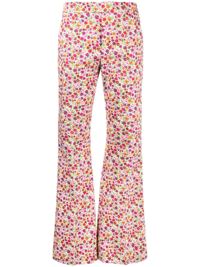 La Doublej Saturday Floral-print Flared Trousers In Rosa