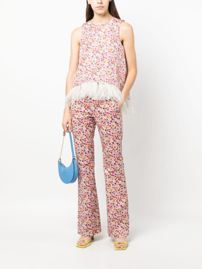 Shop La Doublej Saturday Floral-print Flared Trousers In Rosa