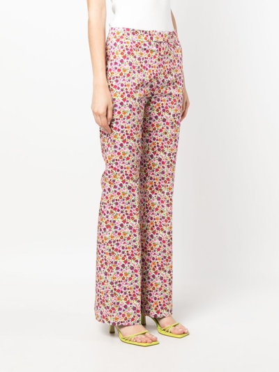 Shop La Doublej Saturday Floral-print Flared Trousers In Rosa