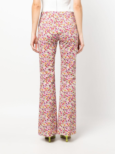 Shop La Doublej Saturday Floral-print Flared Trousers In Rosa