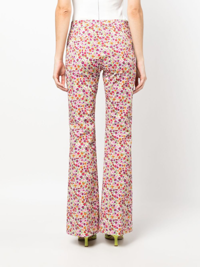 La Doublej Saturday Floral-print Flared Trousers In Rosa