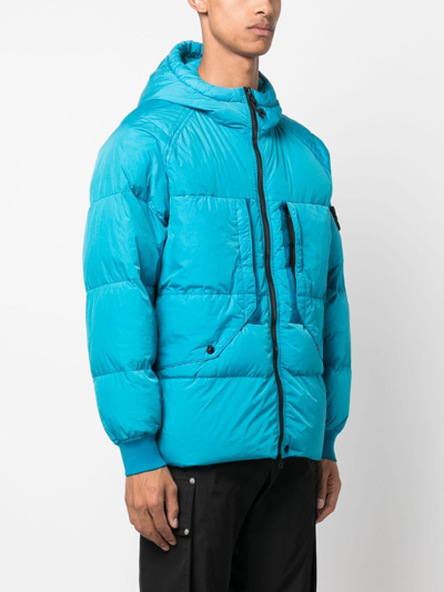 Stone Island Compass-patch Padded Jacket In Blue