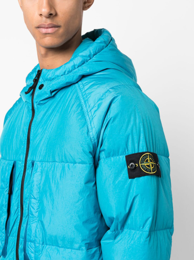 Stone Island Compass-patch Padded Jacket In Blue