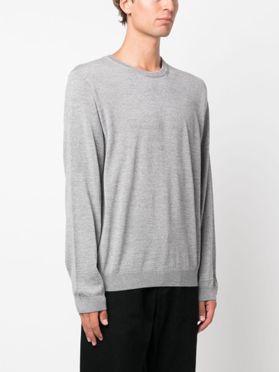 Hugo Boss Round-neck Virgin-wool Jumper In Grau