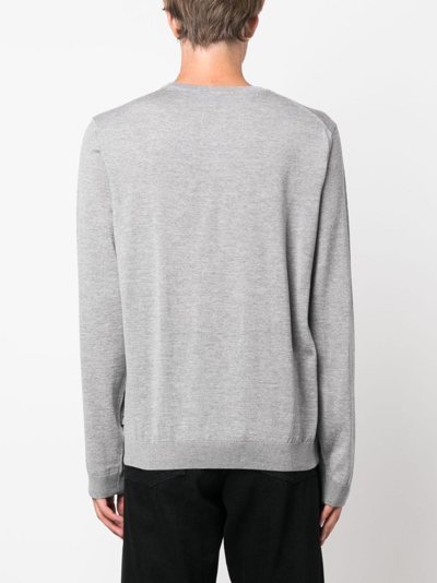 Hugo Boss Round-neck Virgin-wool Jumper In Grau
