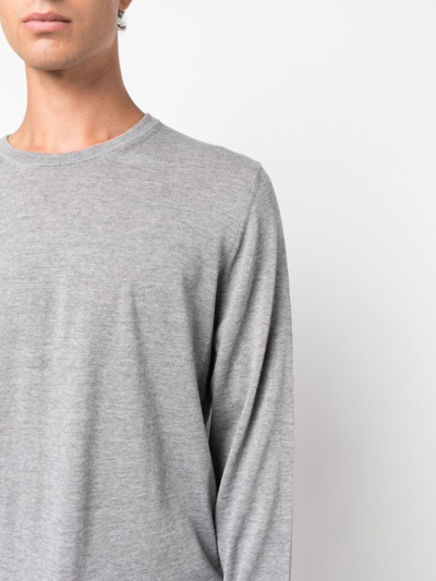 Hugo Boss Round-neck Virgin-wool Jumper In Grau