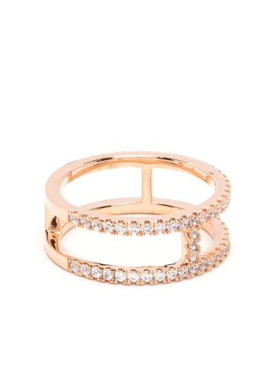 Shop Apm Monaco Rose Gold Double Frame Ring