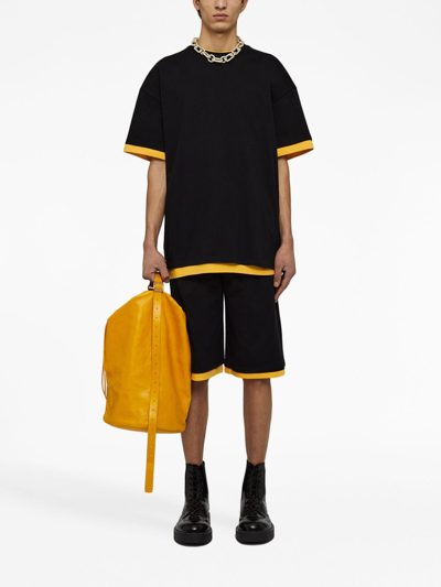Jil Sander Logo-print Two-tone T-shirt In Schwarz