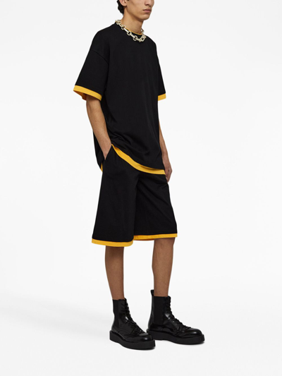 Jil Sander Logo-print Two-tone T-shirt In Schwarz