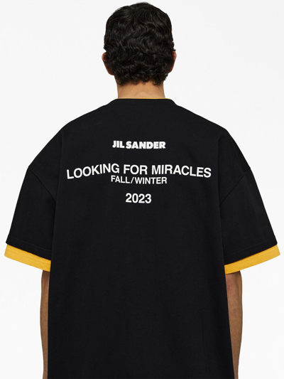 Jil Sander Logo-print Two-tone T-shirt In Schwarz