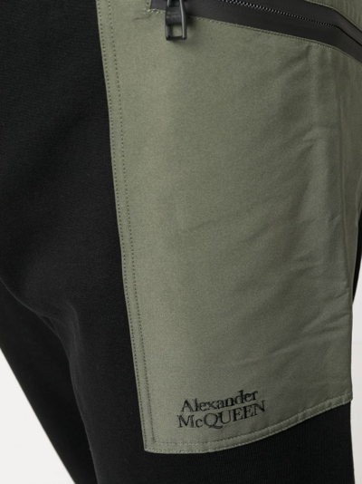 Shop Alexander Mcqueen Contrast-pocket Cotton Track Pants In Schwarz