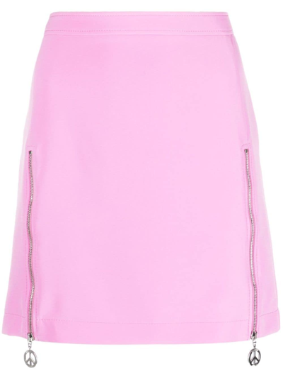 Shop Moschino Zipped Mini Skirt In Rosa