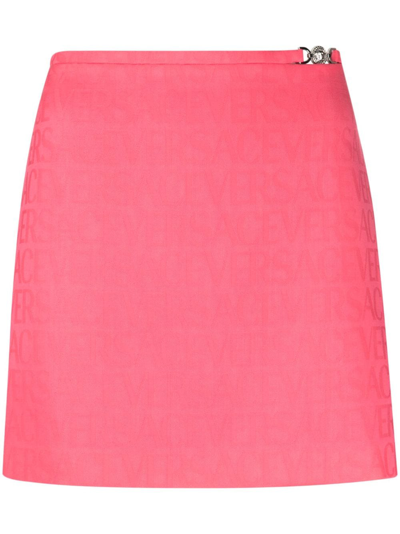 Shop Versace Medusa Head-motif Virgin Wool Skirt In Rosa