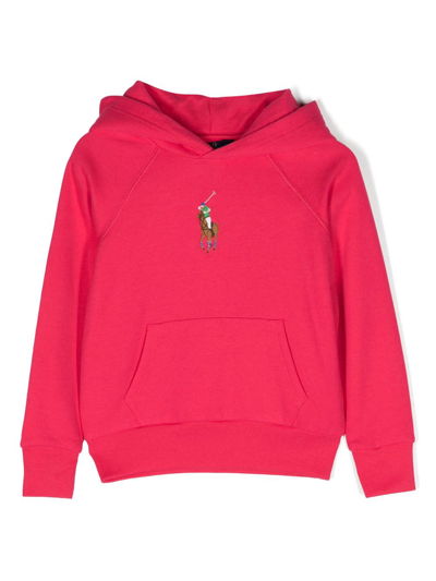 Shop Ralph Lauren Polo Pony-embroidered Cotton Hoodie In Rosa