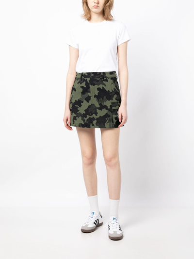 Shop Pearly Gates Camouflage-print Miniskirt In Green