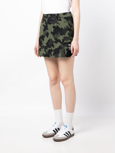 Pearly Gates Camouflage-print Cargo Miniskirt In Green