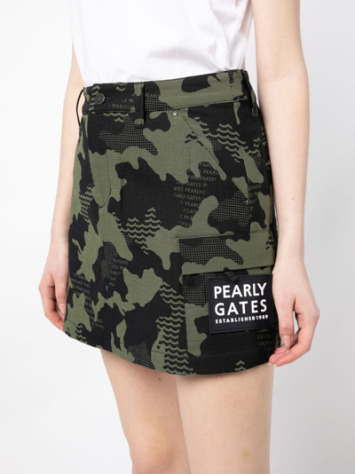Pearly Gates Camouflage-print Cargo Miniskirt In Green