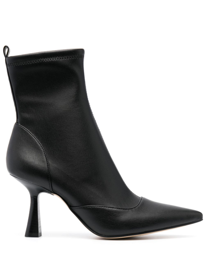 Shop Michael Kors Clara 80mm Leather Ankle Boots In Schwarz