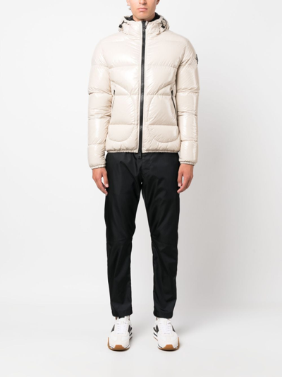 Shop Herno Logo-patch Padded Hooded Jacket In Nude
