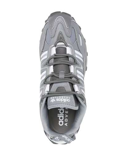 Shop Adidas Originals Hyperturf Colour-block Leather Sneakers In Grau