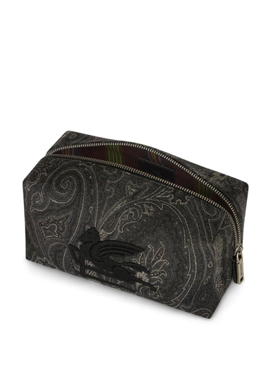 Etro Beauty Case In Cotton Blend With Paisley Jacquard In Schwarz