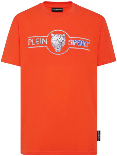 Shop Plein Sport Logo-print Cotton T-shirt In Orange