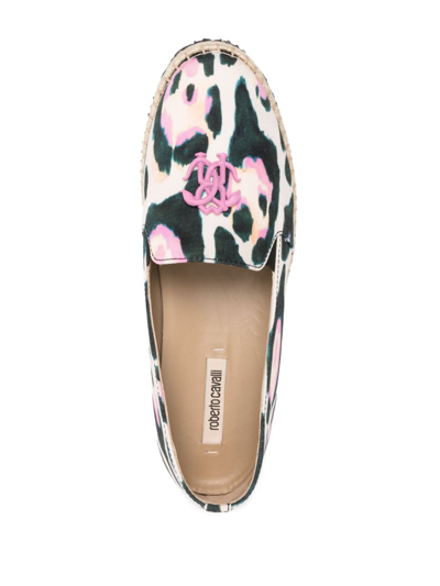 Roberto Cavalli Graphic-print Cotton Espadrilles In Weiss