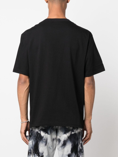 Gcds Black Graffiti Print Cotton T-shirt In Schwarz