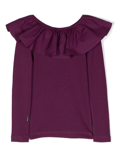Molo Ruffle-collar Long-sleeve Top In Purple